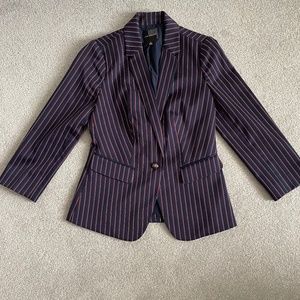 The Limited Navy Blazer with maroon/white stripes
